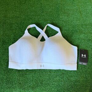 Under Armour UA Continuum Mid Crossback White Silver Sports Bra Plus Size 2X NEW